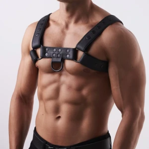 Masculo Skórzany harness H premium z naturalnej miękkiej skóry czarny