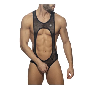 Addicted Party Singlet z odkrytymi pośladkami dziurkowany ADP03 C-10 czarny