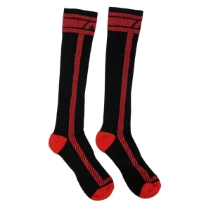 Addicted Czarne skarpety getry ADF29 C-06 czerwone pasy i logo