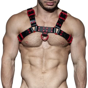 Addicted Skórzana uprząż - harness H ADF119 C-06 czerwona