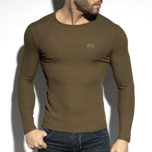 ES Collection Longsleeve podkreślający wysportowaną sylwetkę TS325 C-12 khaki