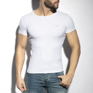 ES Collection T-shirt podkreślający wysportowaną sylwetkę TS302 C-01 biały