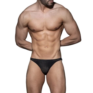 Addicted Dziurkowane stringi męskie ADF203 C-10 czarne