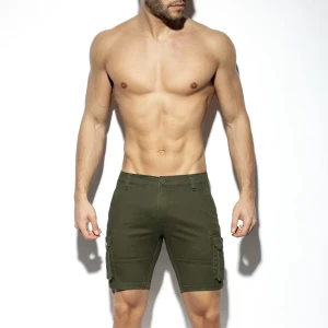 ES Collection Bermudy jeansowe cargo ESJ056 C-12 khaki