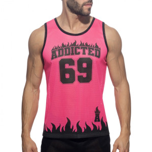 Addicted Koszulka Tank Top 69 AD1340 C-34 neonowy różowy