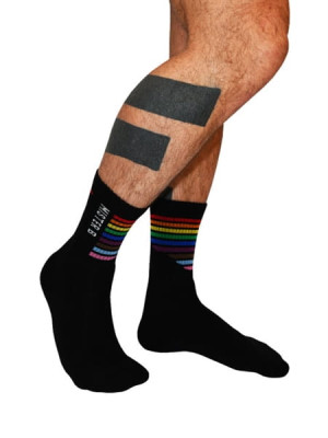 Mister B Pride Crew Socks; tęczowe skarpety- czarne