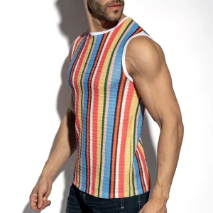 ES Collection GELATO STRIPE WIDE TANK TOP TS374 C-30 koralowy