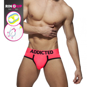 Addicted Slipokąpielówki neonowe z C-Ringiem AD917 C-34 jaskraworóżowe