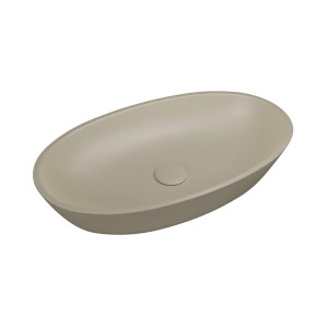 Massi Umywalka nablatowa owalna z konglomeratu beżowa matowa 60 x 35 cm RONA beige Matt
