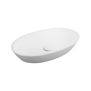 Massi Umywalka nablatowa owalna z konglomeratu biała matowa 60 x 35 cm Rona white Matt