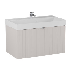 Szafka łazienkowa wisząca kaszmir lamelowy front 80 x 45 cm z umywalką z otworem CUSCO