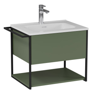 Szafka łazienkowa wisząca zielona loftowa 60 x 45 cm z umywalką z otworem VALO
