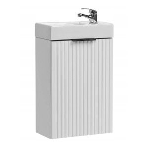 Szafka wisząca biała ryflowane fronty z białą umywalką 40 x 22 cm ASTROS White