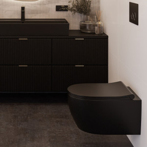 Massi Miska WC wisząca rimless czarna LERA black z deską wolnoopadającą Slim