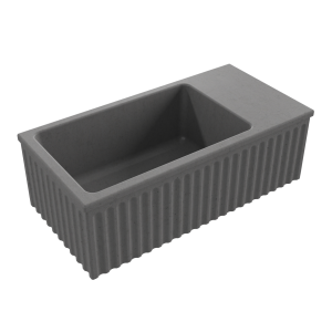 Massi Umywalka betonowa ryflowana nablatowa / wisząca prostokątna 60 x 30 cm WELLE | różne kolory : Kolor - Popielaty, Typ montażu - podwieszana