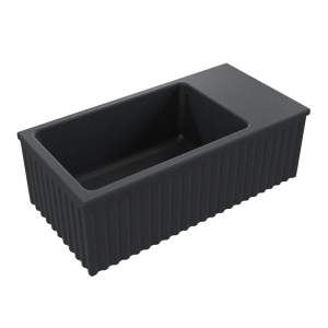 Massi Umywalka betonowa ryflowana nablatowa / wisząca prostokątna 60 x 30 cm WELLE | różne kolory : Kolor - Czarny, Typ montażu - podwieszana