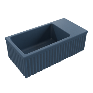 Massi Umywalka betonowa ryflowana nablatowa / wisząca prostokątna 60 x 30 cm WELLE | różne kolory : Kolor - Niebieski denim, Typ montażu - podwieszana