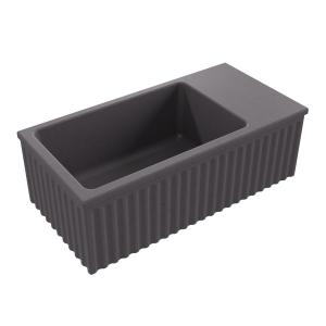 Massi Umywalka betonowa ryflowana nablatowa / wisząca prostokątna 60 x 30 cm WELLE | różne kolory : Kolor - Brązowy, Typ montażu - nablatowa