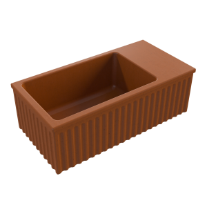 Massi Umywalka betonowa ryflowana nablatowa / wisząca prostokątna 60 x 30 cm WELLE | różne kolory : Kolor - Ceglasty, Typ montażu - podwieszana