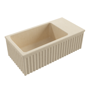 Massi Umywalka betonowa ryflowana nablatowa / wisząca prostokątna 60 x 30 cm WELLE | różne kolory : Kolor - Kość słoniowa/Ecru, Typ montażu - podwieszana