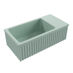 Massi Umywalka betonowa ryflowana nablatowa / wisząca prostokątna 60 x 30 cm WELLE | różne kolory : Kolor - Miętowy, Typ montażu - nablatowa