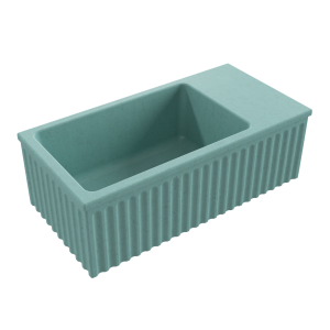 Massi Umywalka betonowa ryflowana nablatowa / wisząca prostokątna 60 x 30 cm WELLE | różne kolory : Kolor - Turkusowy, Typ montażu - podwieszana