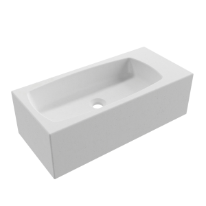 Massi Umywalka betonowa wisząca / nablatowa prostokątna bez otworu na baterię 65 x 30 cm z półką ZALM | różne kolory : Kolor - Biały (beton), Typ montażu - nablatowa