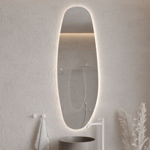 Lustro owalne z podświetleniem bezramowe 55 x 150 cm DELIS LED | Różne kolory szkła : Kolor - Srebro