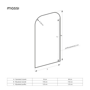 Parawan nawannowy prostokatny MOLIS Square Brown szkło brązowe | Różne rozmiary : Kolor profili kabiny - złoty, Rozmiar - 70x150 cm