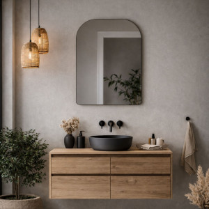 Lustro portalowe oszlifowane  bez podświetlenia ROUND Soft | Różne rozmiary | Różne kolory : Kolor tafli szkła - Srebrny, Rozmiar - 60x80 cm