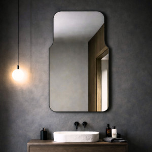 Lustro o nieregularnym kształcie oszlifowane bez podświetlenia ROUND Decor | Różne rozmiary | Różne kolory : Kolor tafli szkła - Brąz, Rozmiar - 50 x 100 cm
