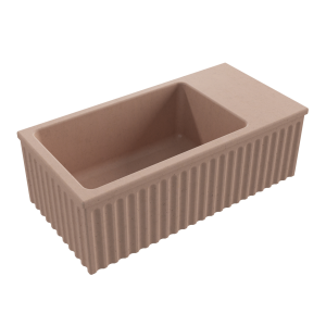 Massi Umywalka betonowa ryflowana nablatowa / wisząca prostokątna 60 x 30 cm WELLE oliwkowa | różne kolory : Kolor - Różowy, Typ montażu - nablatowa