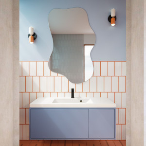 Lustro dekoracyjne o nieregularnym kształcie bez podświetlenia FLOW Lift | Różne rozmiary | Różne kolory : Kolor tafli szkła - Srebrny, Rozmiar - 100 x 127 cm
