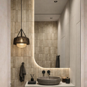 Lustro asymetryczne z podświetleniem ROUND Corner LED | Różne rozmiary | Różne kolory : Kolor tafli szkła - Grafit, Rozmiar - 60 x 140 cm, Wersja - Prawa