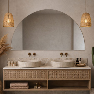 Lustro półokrągłe bez podświetlenia MOON Half XXL | Różne rozmiary | Różne kolory : Kolor tafli szkła - Srebrny, Rozmiar - 150 x 75 cm