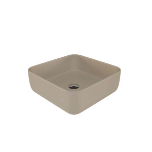 Umywalka ceramiczna nablatowa kwadratowa brązowa bez otworu na baterię 39 x 39 cm ALIZMA z rantem typu Slim