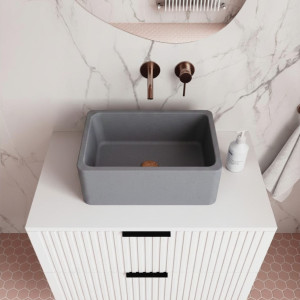 Massi Umywalka betonowa wisząca / nablatowa prostokątna bez otworu na baterię 45 x 30 cm BESENI | różne kolory : Kolor - Lawendowy, Typ montażu - nablatowa