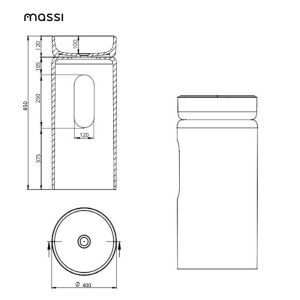 Massi Umywalka z konglomeratu wolnostojąca biała z półką szklaną 85 x 40 cm RONA bez przelewu | Różne kolory półki : Kolor szkła - Niebieski, Kolor umywalki RONA - Go Color, Półka - Szklana