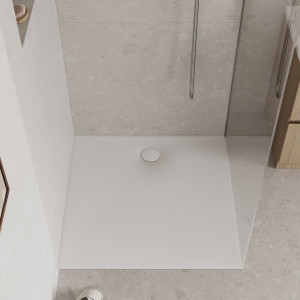 Massi Brodzik z konglomeratu kwadratowy 100 x 100 cm beżowy matowy/błyszczący RONA  | Różne rozmiary | Różne kolory : Kolor - Biały matowy , Rozmiar - 100x100 cm