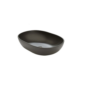 Umywalka ceramiczna nablatowa owalna czarna matowa 60 x 43 cm DOTI Black z cienkim rantem typu Slim