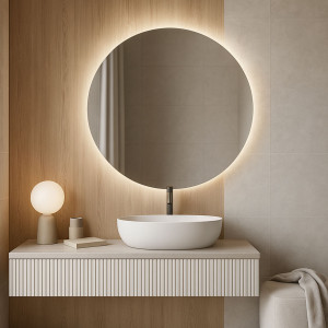 Massi Lustro okrągłe  podświetlane bezramowe MOON LED 70 cm | Różne rozmiary | Różne kolory : Kolor tafli szkła - Brąz, Średnica - 50 cm