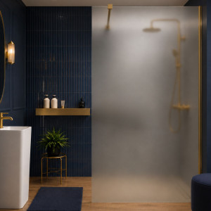 Ścianka prysznicowa Walk-in satynowa matowa prostokątna 8 mm MOLIS Satin Classic MASSI | rożne rozmiary : Kolor profili kabiny - złoty, Szerokość ścianki - 140 cm , Typ montażu - WALK in FIX 