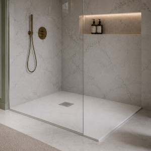 Brodzik z konglomeratu prostokątny 100 x 80 DIAMO White