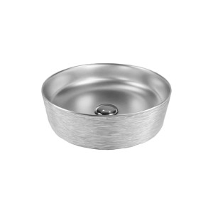 Umywalka ceramiczna nablatowa okrągła srebrna matowa ryflowana 42 cm MAVA SILVER cienki rant