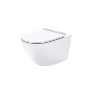 Miska WC wisząca bezkołnierzowa biała DECOS White MINI biała z deską wolnoopadającą Slim