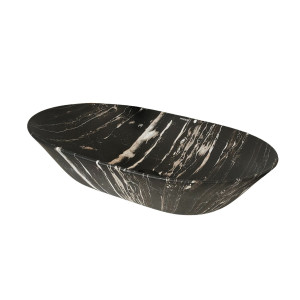Umywalka ceramiczna nablatowa marmurowa owalna czarna 60 x 42 cm MARMO black matt