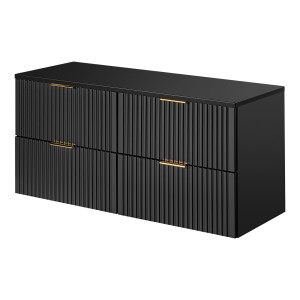 Szafka podwójna podumywalkowa czarna mat 120 x 46 cm ASTROS Black z blatem