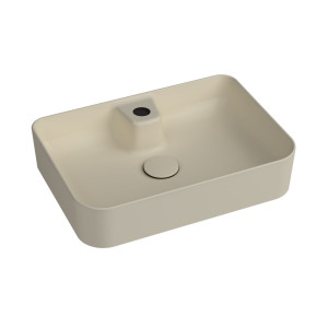 Umywalka ceramiczna nablatowa beżowa z otworem na baterie 50 x 35 cm LERA Ivory