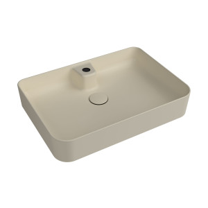 Massi Umywalka ceramiczna nablatowa beżowa z otworem na baterie 60 x 42 cm LERA Ivory