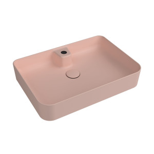 Massi Umywalka ceramiczna nablatowa różowa z otworem na baterie 60 x 42 cm LERA pink